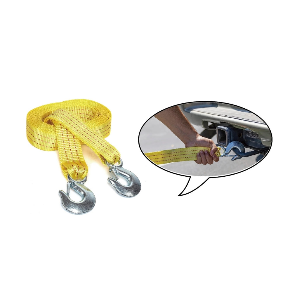 TS045H-5008 Ремень для буксировки повышенной прочности с крюками, 2 дюйма на 26 футов, тканевый полиэстер, и грузоподъемностью 11,000 фунтов, ремень для восстановления HD грузовиков и ремень для буксировки ATV, буксировочный трос для автомобилей