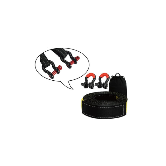 TS04L-K Heavy Duty Tow Strap Recovery Kit -  Tree Saver Winch Strap + 3/4" D Ring Shackles(2pcs) + Storage Bag - Truck, SUV, ATV Off Road Towing Strap Kit