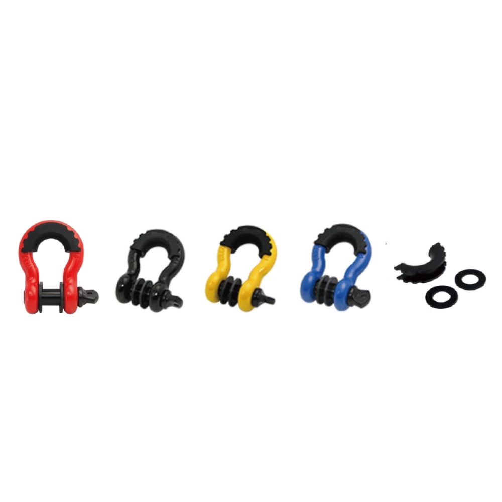 FH475-3/4 R D Ring Shackle, 42,000lb Break Strength, D Ring Shackles 3/4 inch with Black Isolator Washer and guard, Tow Shackles, Soft Shackle Kit for Off-Road Jeep Truck Vehicle Recovery