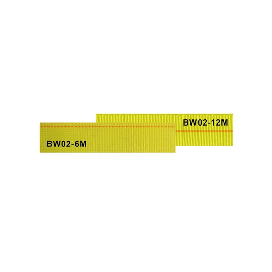 BW02-6M 2-inch Strapping Band -Tie Down Webbing 6,000 lbs Breaking Strength Specification High-Strength Cargo Securing Strap Yellow