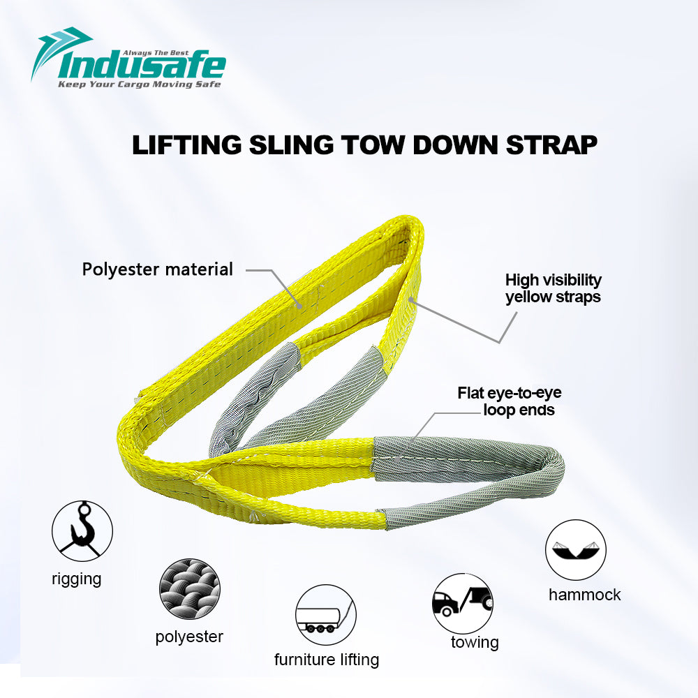 2”x 3/6/9FT Lift Sling Straps, 2 Ply Polyester Rigging Straps, 6200LBS Load Capacity Flat Eye-Eye Web Sling for Hoist, Tree Stumps, Heavy Duty Cargo