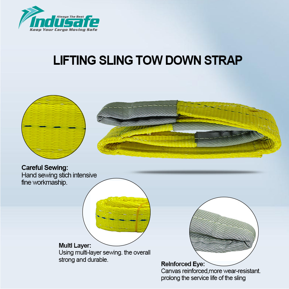 2”x 3/6/9FT Lift Sling Straps, 2 Ply Polyester Rigging Straps, 6200LBS Load Capacity Flat Eye-Eye Web Sling for Hoist, Tree Stumps, Heavy Duty Cargo