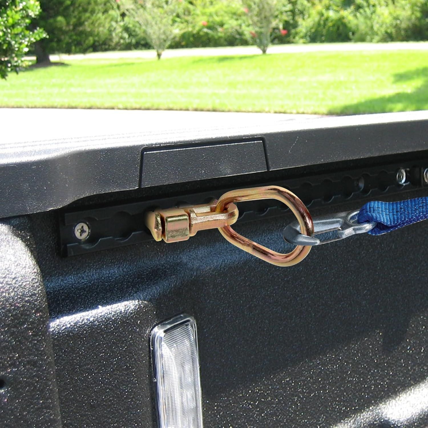 A10216-P L Track Double Stud Tie Down Fitting with Pear Link for L Track Rails in Truck, Van, Trailer to Create Instant Tie-Down Anchor Points, Bearing 5000 LBS Heavy Duty Steel,Gold