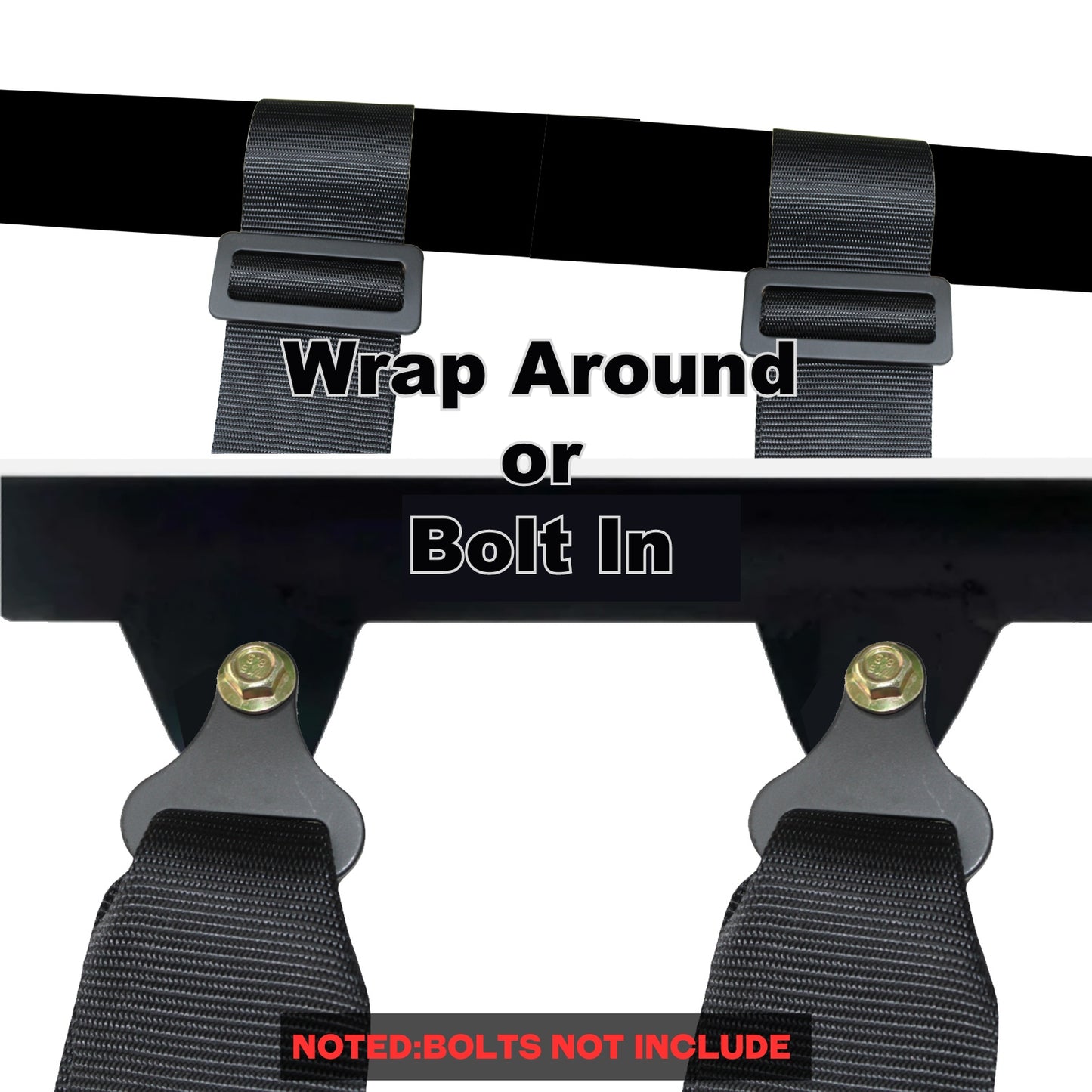 4 Point Harness with Ez-Buckle and Padding, 2 Inch Padding with Sternum Strap Fits all Side by Sides, UTV, 4x4, Go Cart, Buggy (Black)