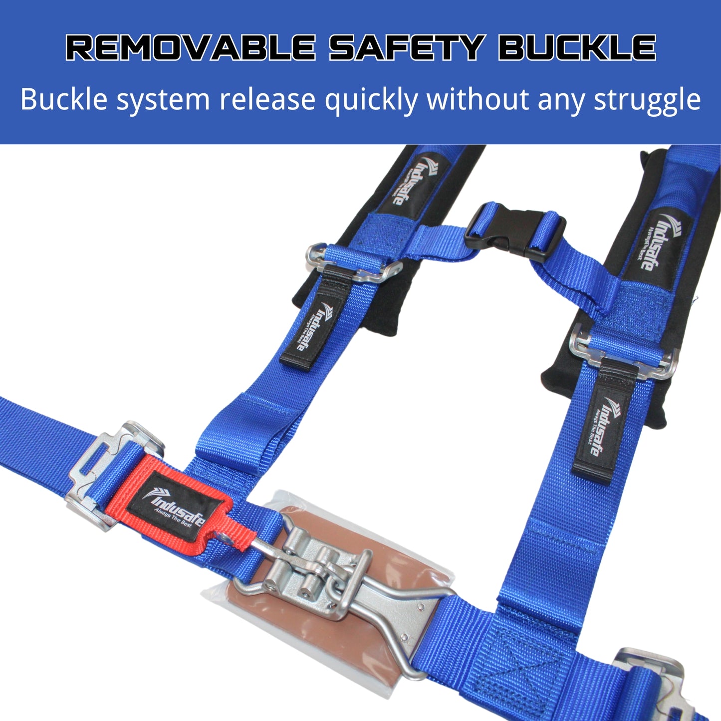 4 Point Harness 2 Inch Straps Upgraded Heavy Duty Buckle Compatible with Polaris Can-Am SxS UTV Off-Road with Ventilated Memory Foam Padding