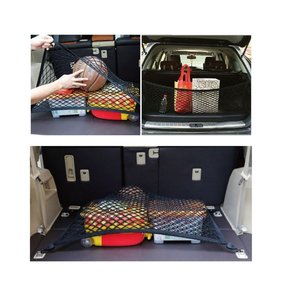 CN04 Cargo Net Stretchable, Car Exterior Accessories, Adjustable Elastic Trunk Storage Net with Hook for SUVs, Cars and Trucks (30