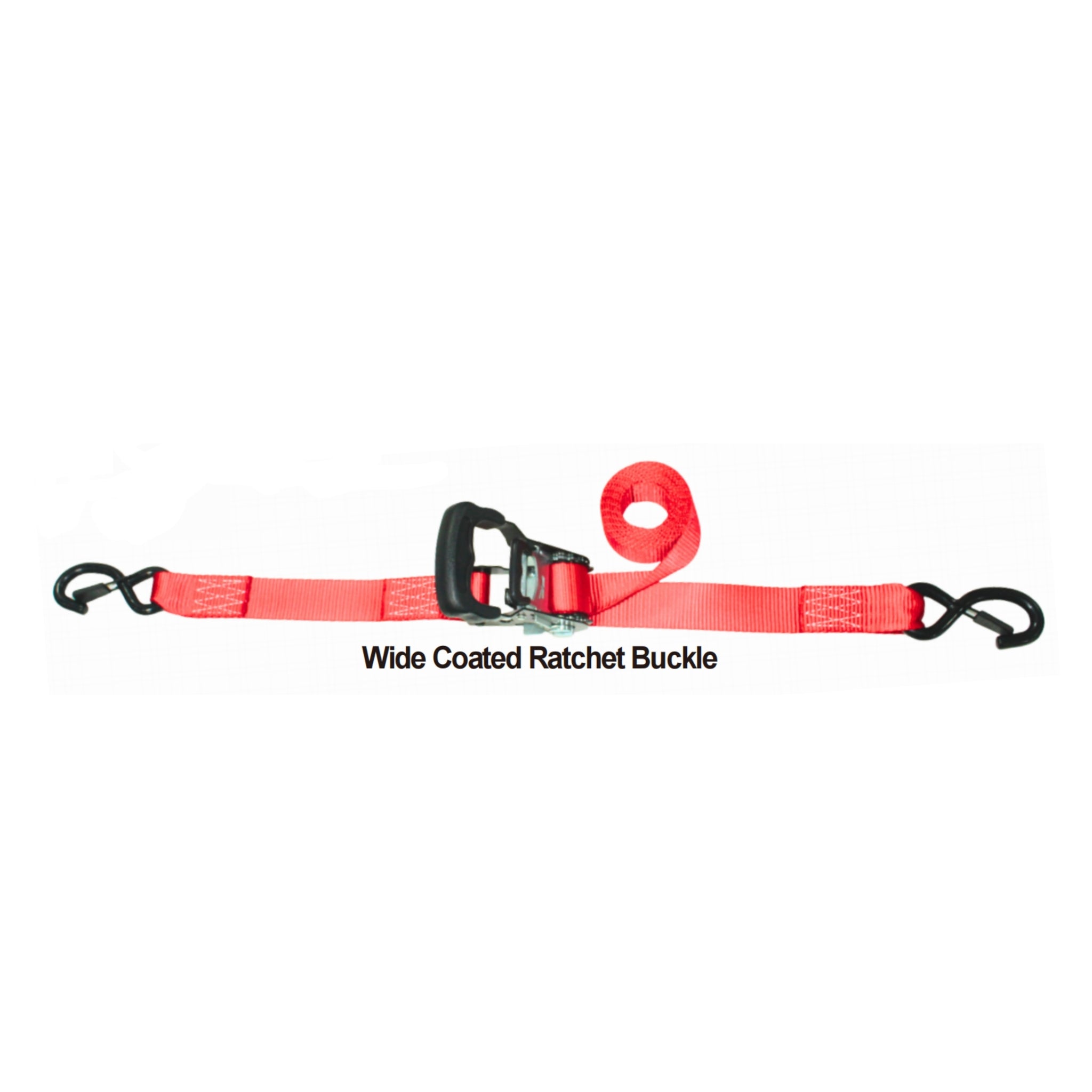Wide Coated Ratchet Buckle Strap W/2 Fully Coated S Hooks