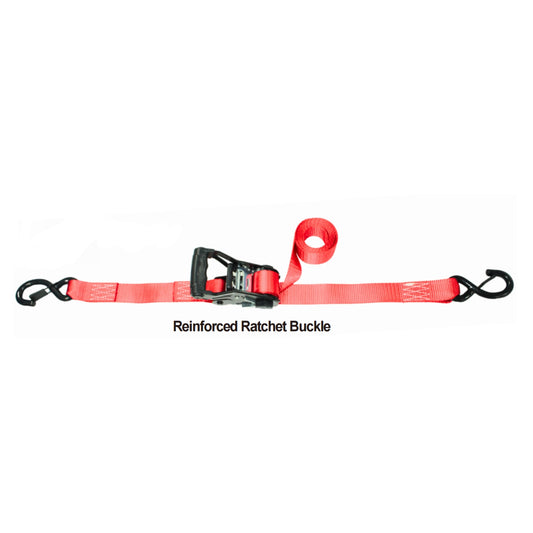 Reinforced Ratchet Buckle Strap W/2 Fully Coated S Hooks