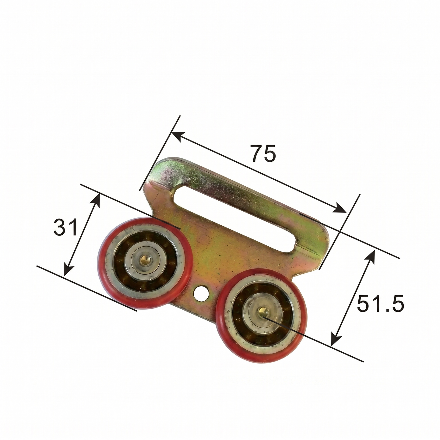 Red Nylon / 75x51.5mm Slotted Plate Double Curtain Roller by Pan Glory