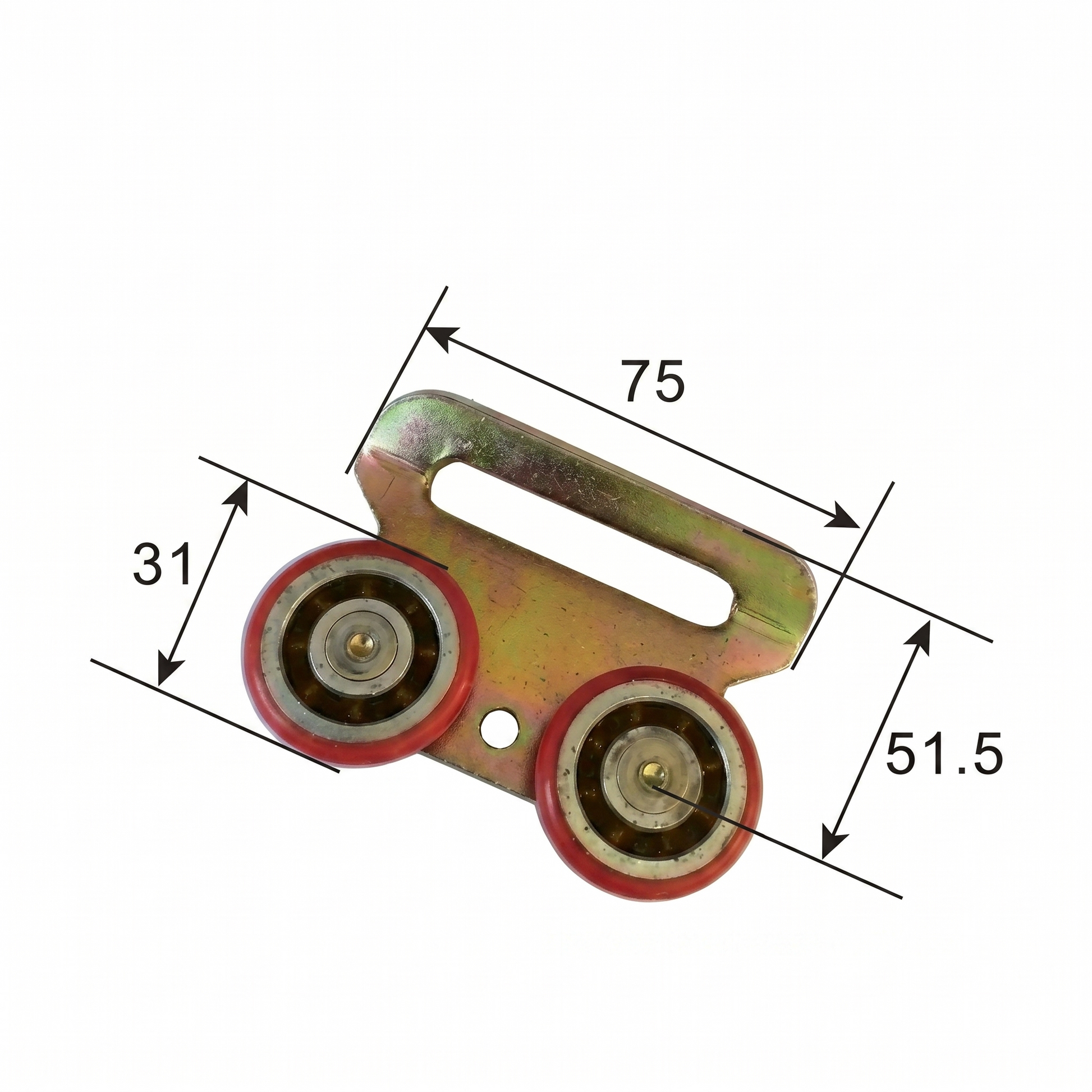 Red Nylon / 75x51.5mm Slotted Plate Double Curtain Roller by Pan Glory