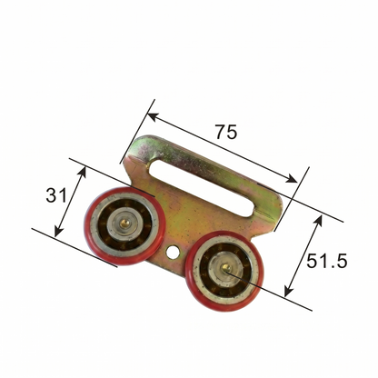Red Nylon / 75x51.5mm Slotted Plate Double Curtain Roller by Pan Glory