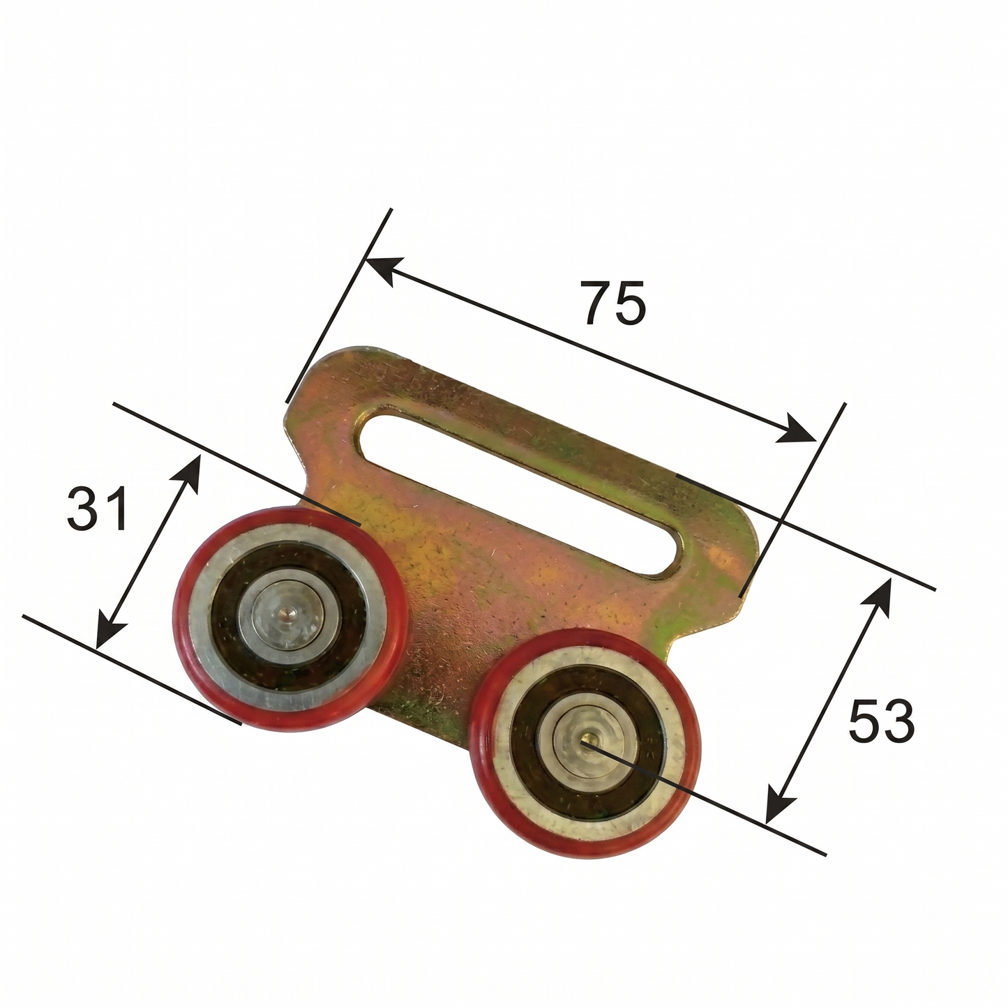 Red Nylon / 75x53mm Slotted Plate Double Curtain Roller by Pan Glory