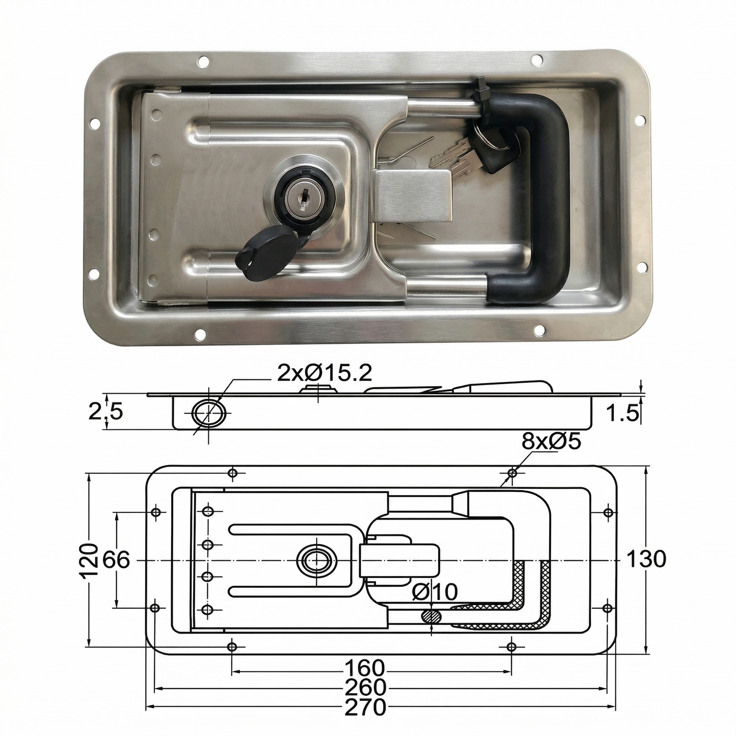 Heavy-Duty Flush Mount Paddle Latch Pan Glory