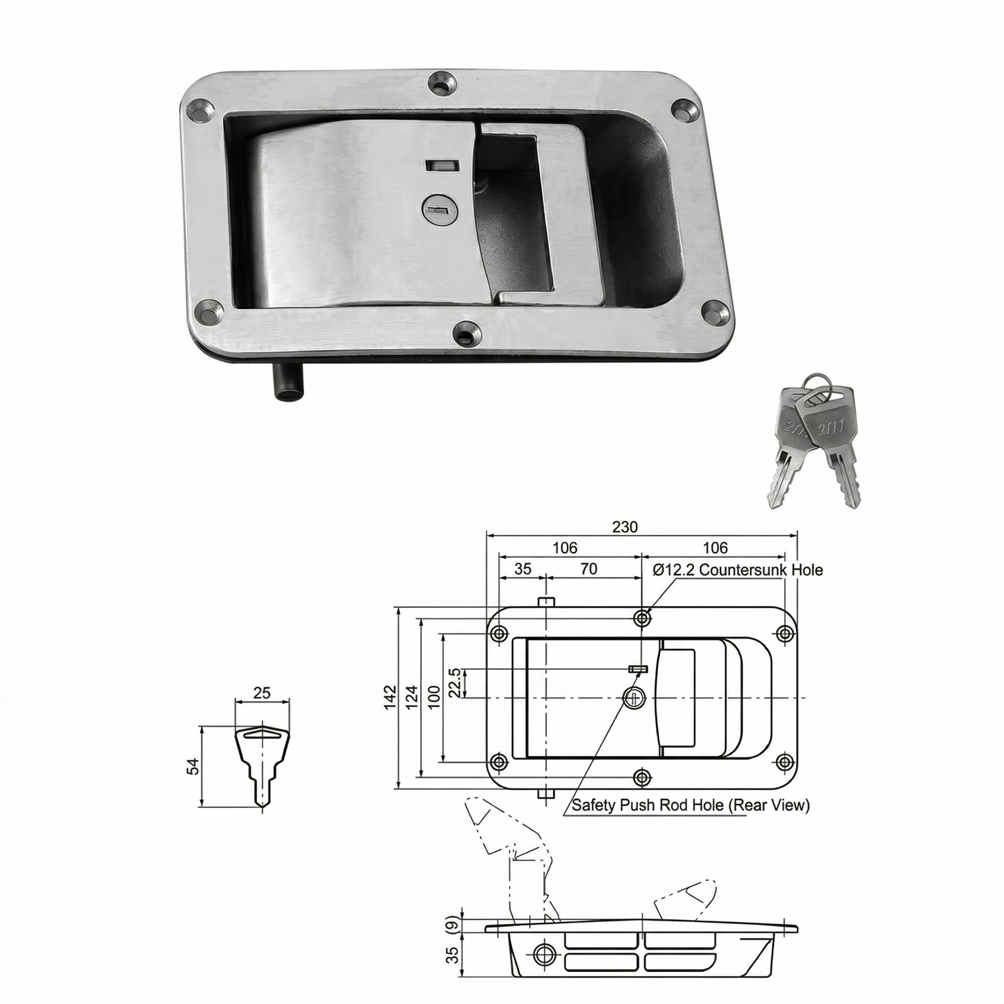 Recessed Box Lock for Cam-Action Tube Pan Glory