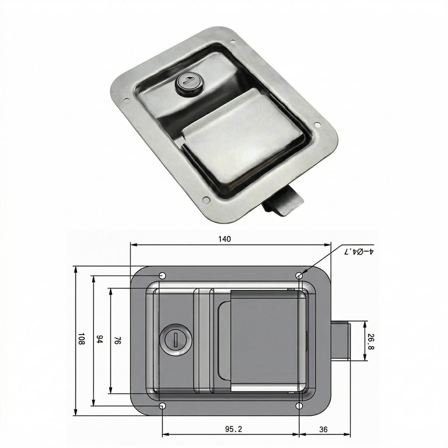 Standard Flush Mount Paddle Latch Pan Glory