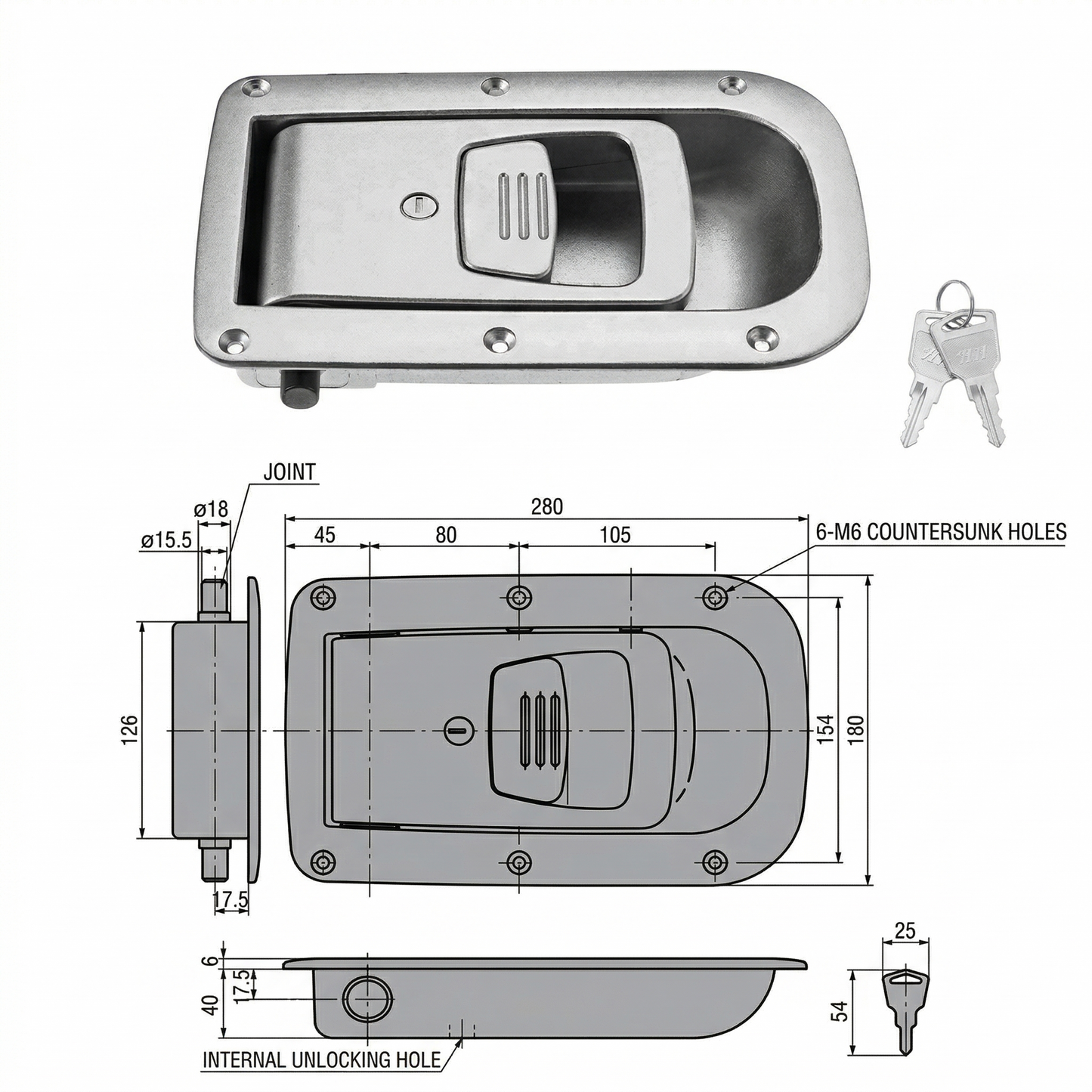 Recessed Box Lock for Cam-Action Tube Pan Glory