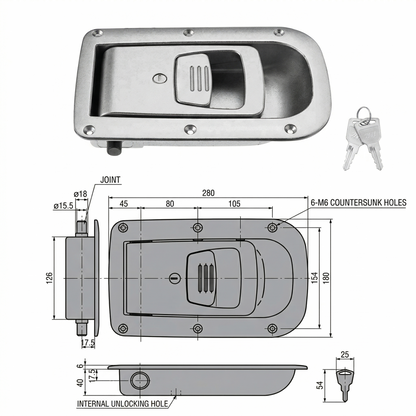 Recessed Box Lock for Cam-Action Tube Pan Glory