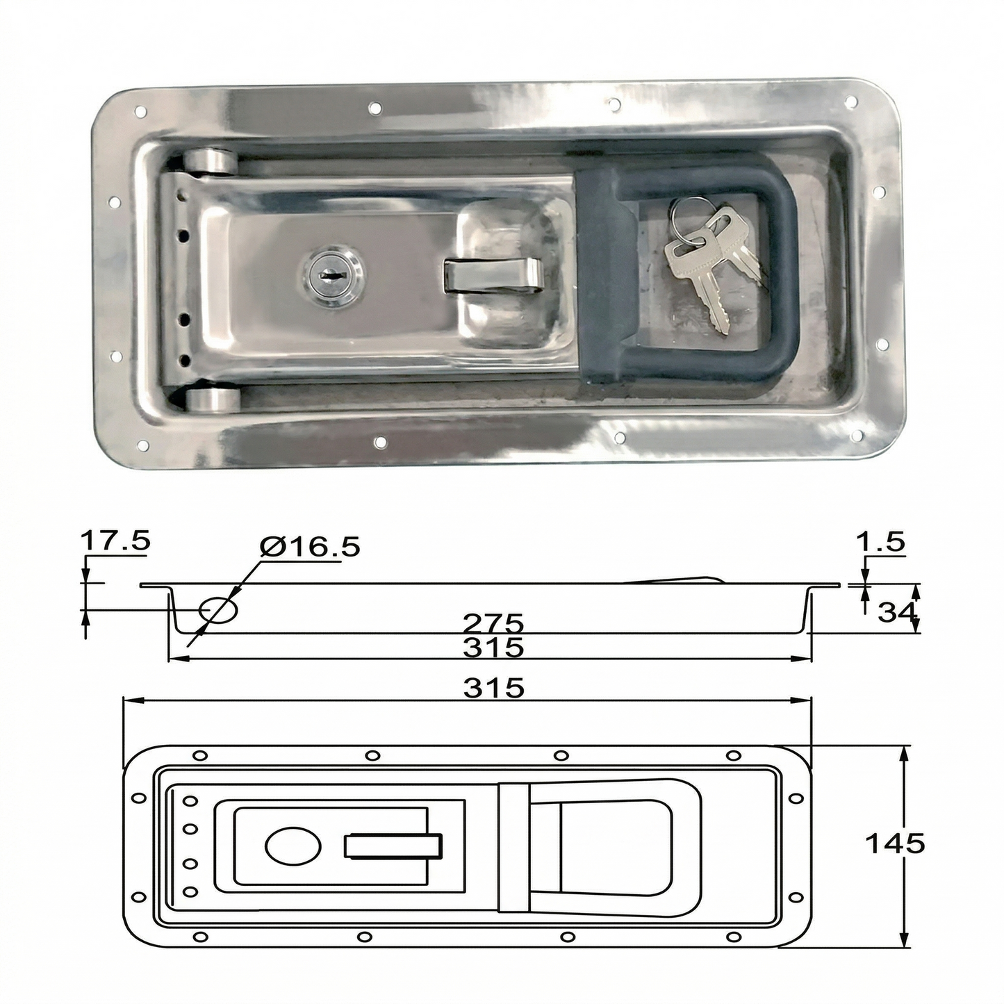 Heavy-Duty Flush Mount Paddle Latch Pan Glory
