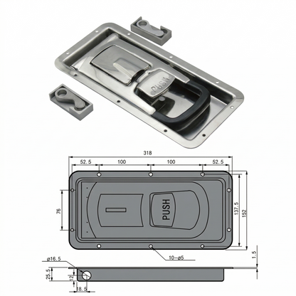 Recessed Box Lock for Cam-Action Tube Pan Glory