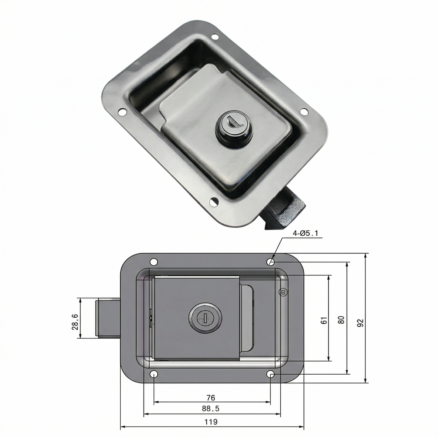 Standard Flush Mount Paddle Latch Pan Glory