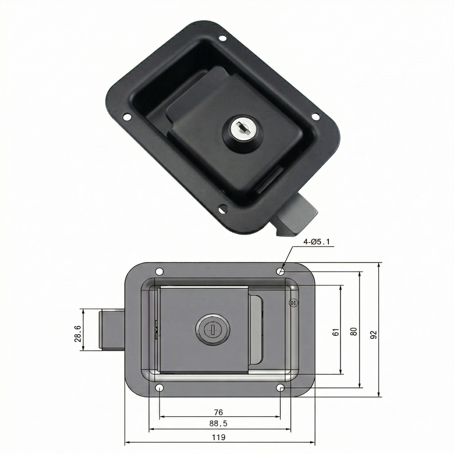Standard Flush Mount Paddle Latch Pan Glory