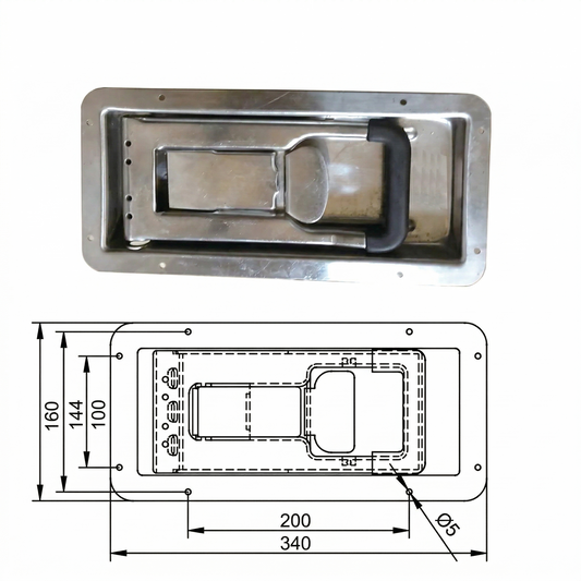 Heavy-Duty Flush Mount Paddle Latch Pan Glory