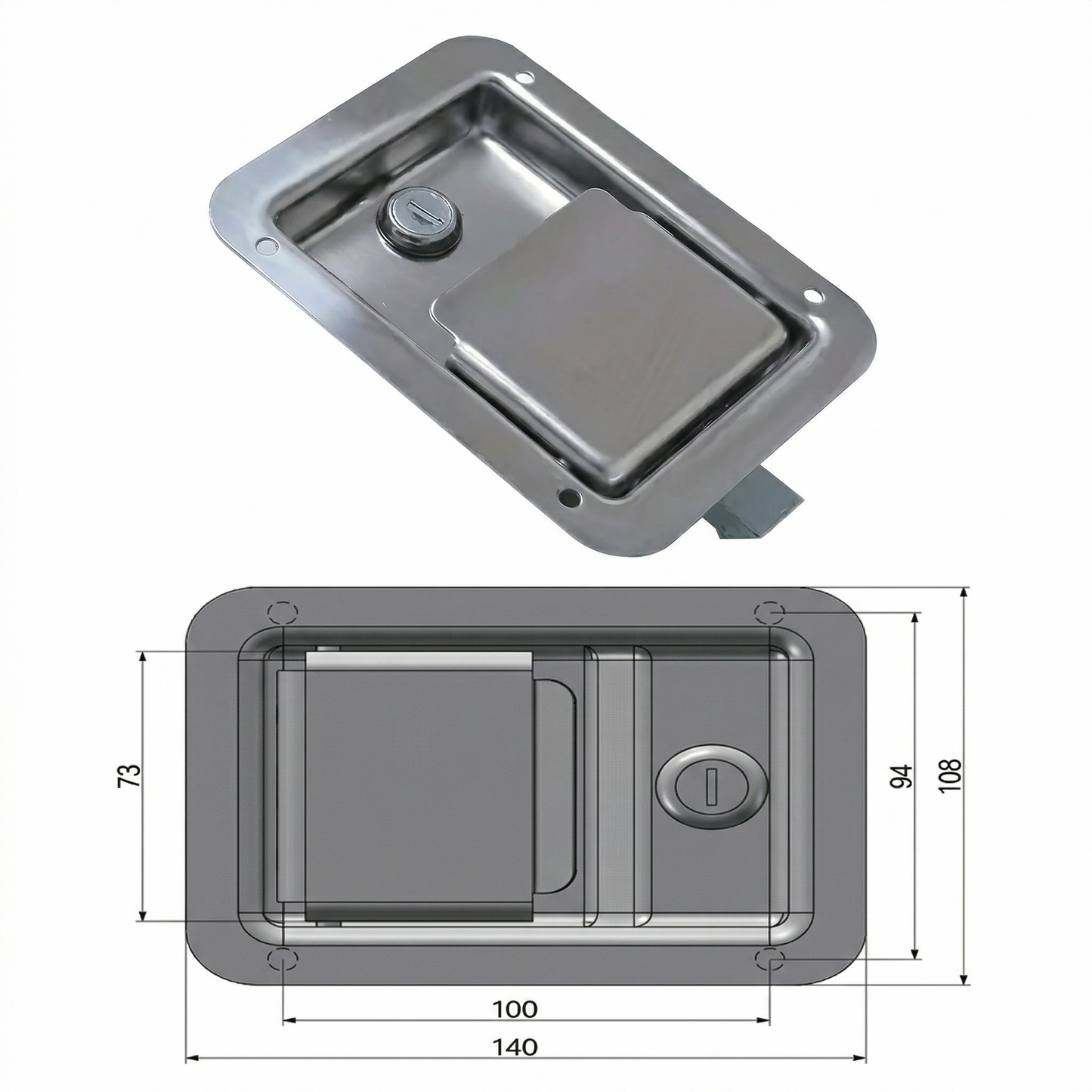 Standard Flush Mount Paddle Latch Pan Glory
