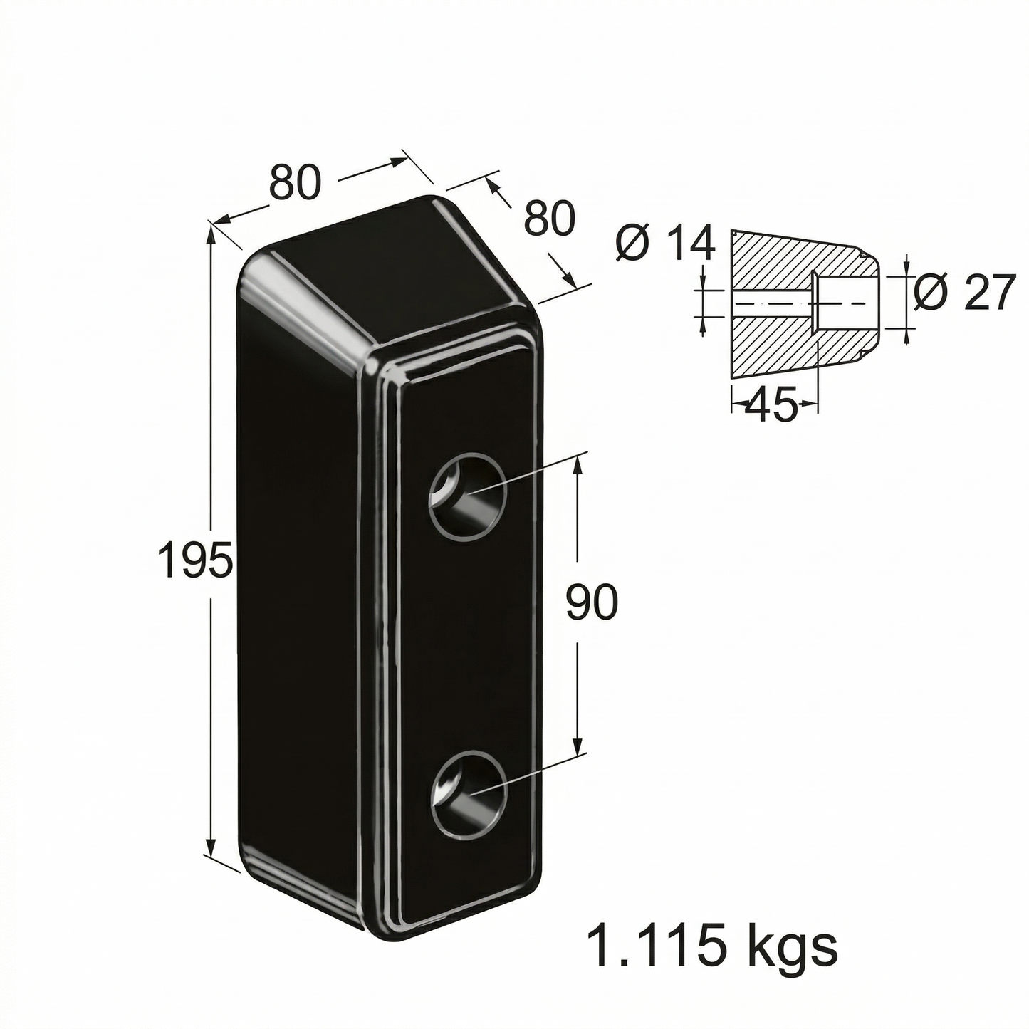 195mm Truck Rear Bumper Block by Pan Glory