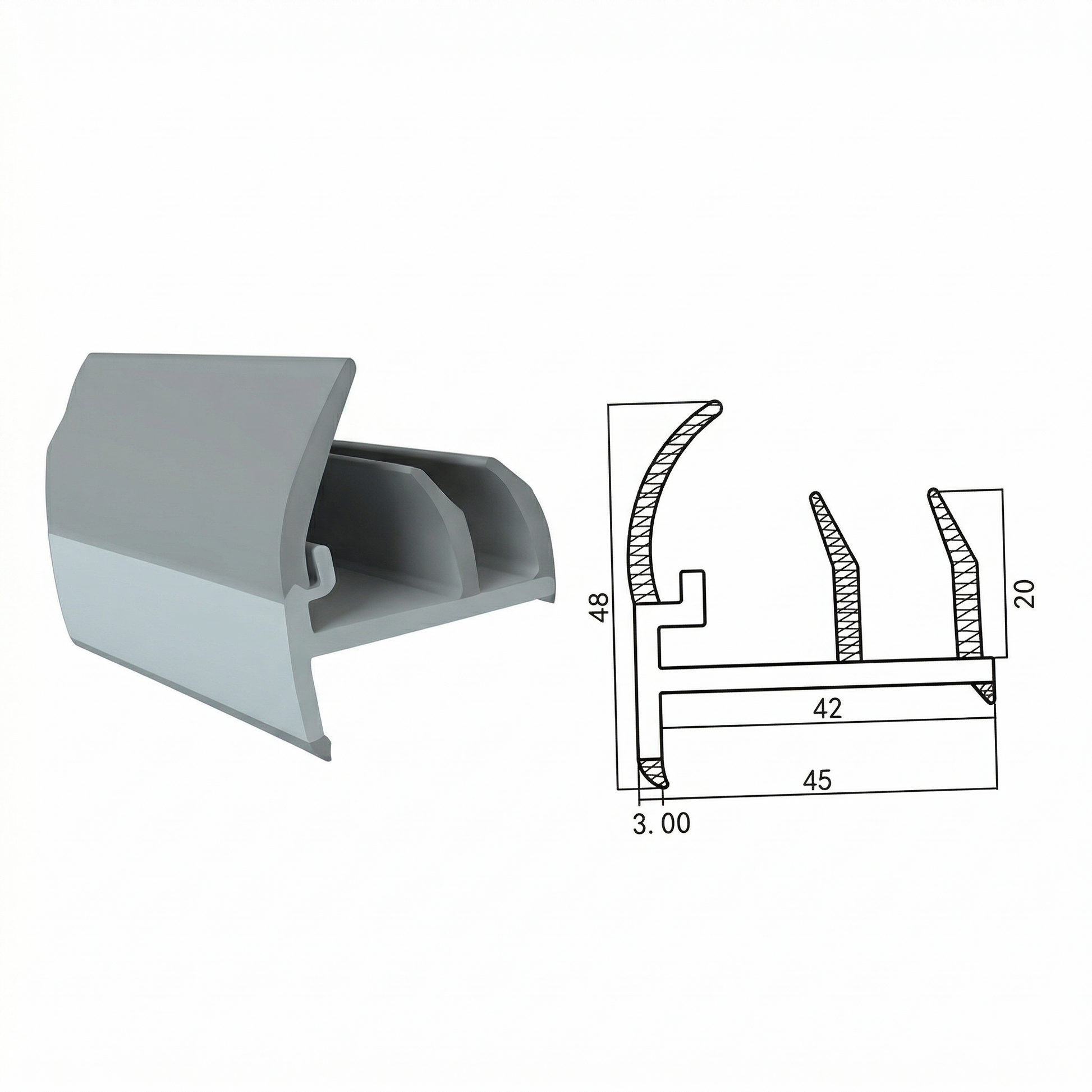 Gray PVC Truck Door Seal Pan Glory