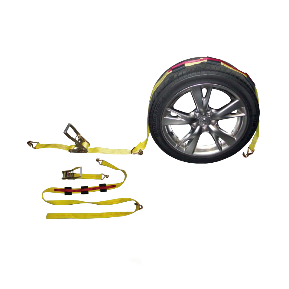 Correa de amarre para ruedas con ganchos en forma de J