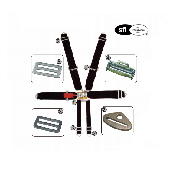 Harnais 4 points avec boucle Ez et rembourrage, rembourrage de 5 cm avec sangle de poitrine. Convient à tous les SSV, UTV, 4x4, karts et buggies (noir). 