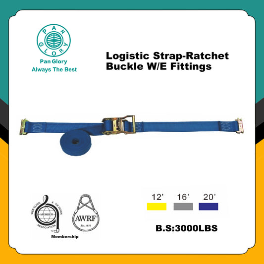 2'' x 12' E-Track Ratchet Straps, Heavy Duty E Track Straps with Spring E-Fittings, 4,400 LBS Break Strength,Logistic Ratchet Straps